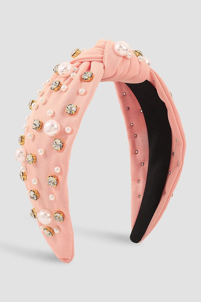 Pearl Rhinestone Knotted  Headband