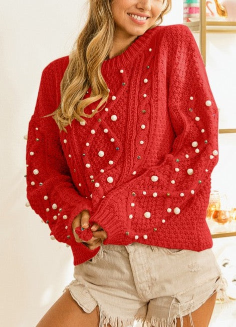 The Grand Reveal Pearl Beaded Sweater 4 Queen s Boutique