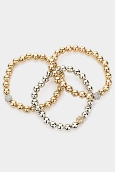 Rhinestone Metal Ball Stretch Bracelets