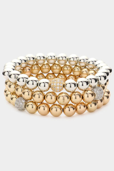 Rhinestone Metal Ball Stretch Bracelets