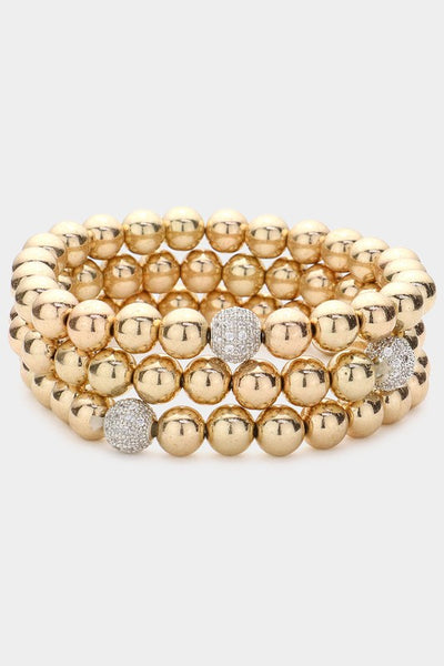 Rhinestone Metal Ball Stretch Bracelets