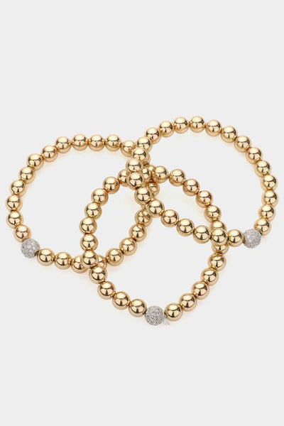 Rhinestone Metal Ball Stretch Bracelets
