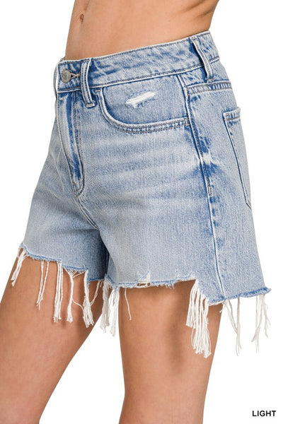 Zenana Distressed Denim Shorts