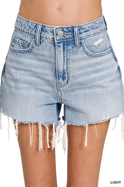 Zenana Distressed Denim Shorts