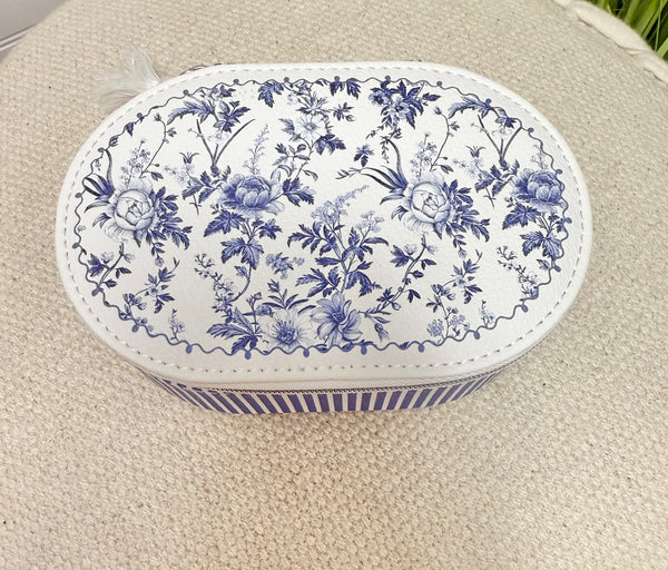 Blue & White Floral Jewelry Box