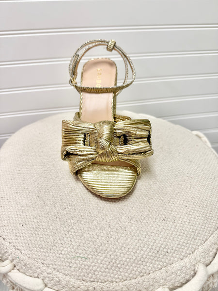 The Camille Pleated Metallic Bow Heel