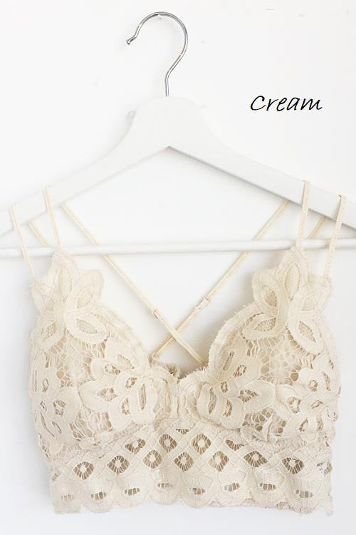 Beige Ribbed V Neck Bralette