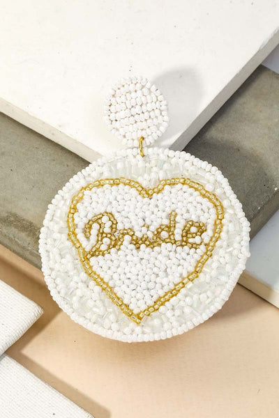 Bride Heart Beaded Earrings