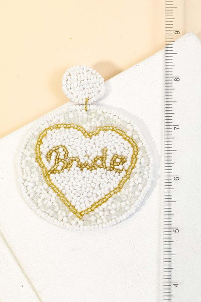Bride Heart Beaded Earrings