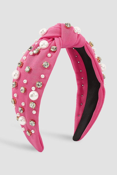 Pearl Rhinestone Knotted  Headband