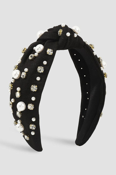 Pearl Rhinestone Knotted  Headband
