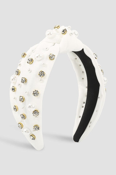 Pearl Rhinestone Knotted  Headband