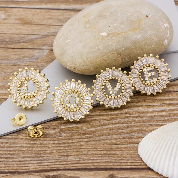 Starburst Initial Earrings