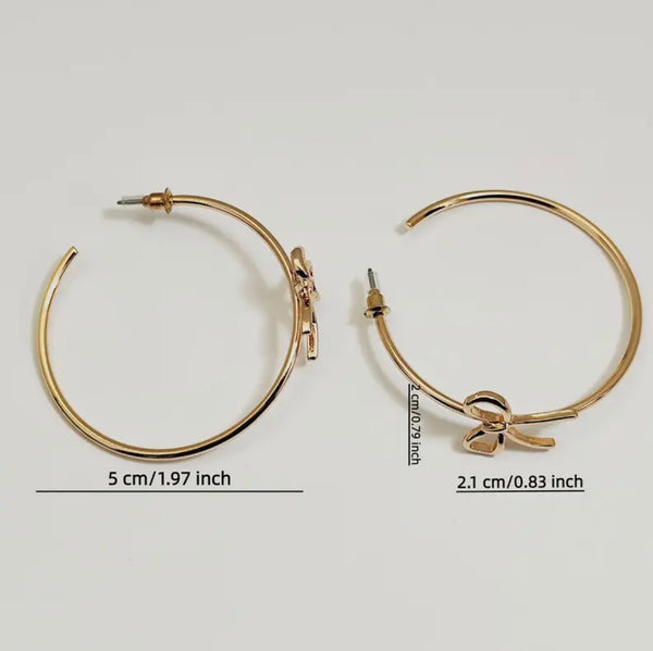 Gold Bow Hoop Earrings