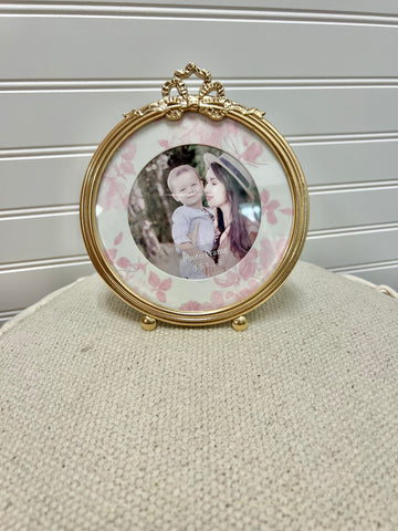 Gold Bow Round Frame