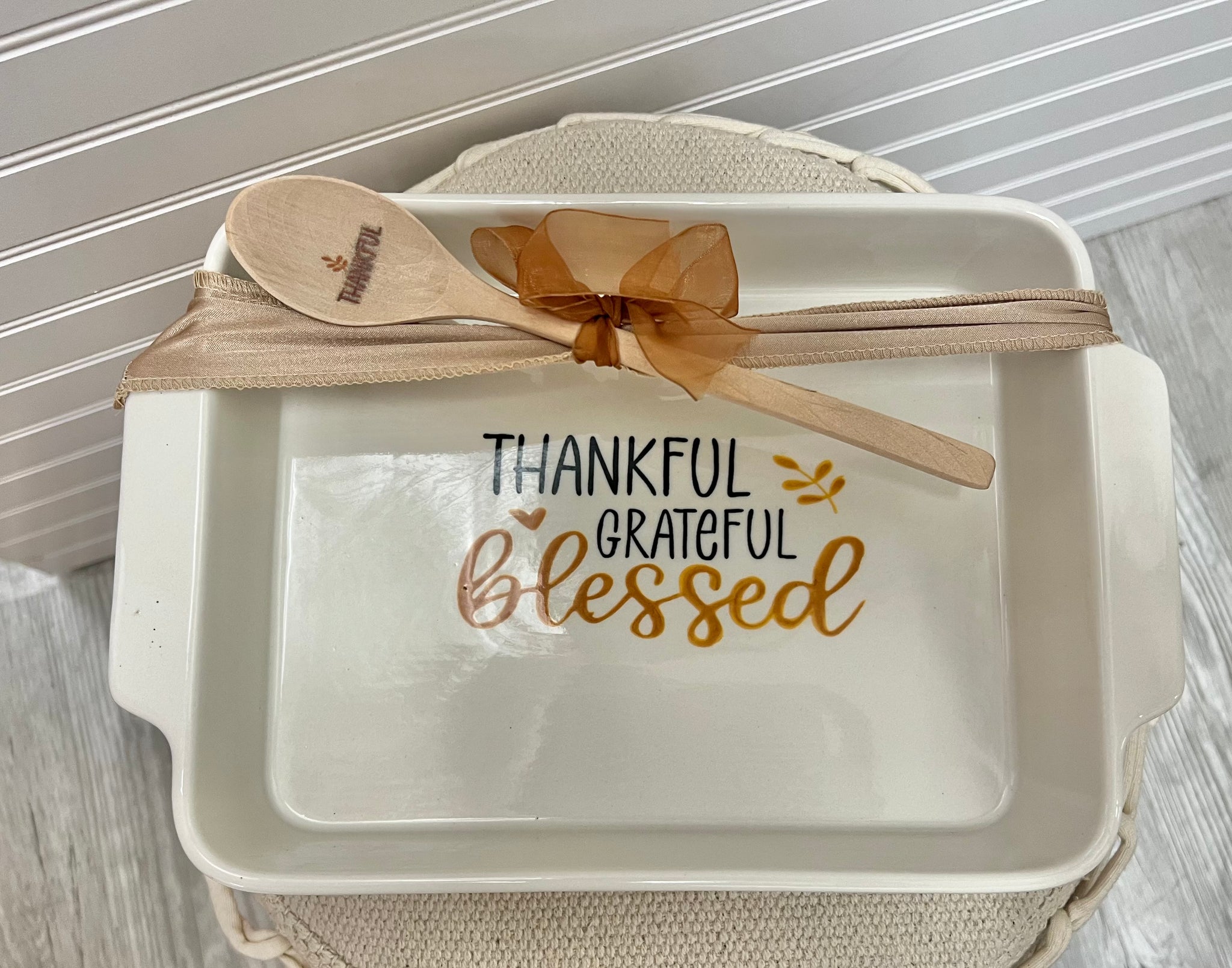 Thankful Grateful Blessed Ceramic Dish