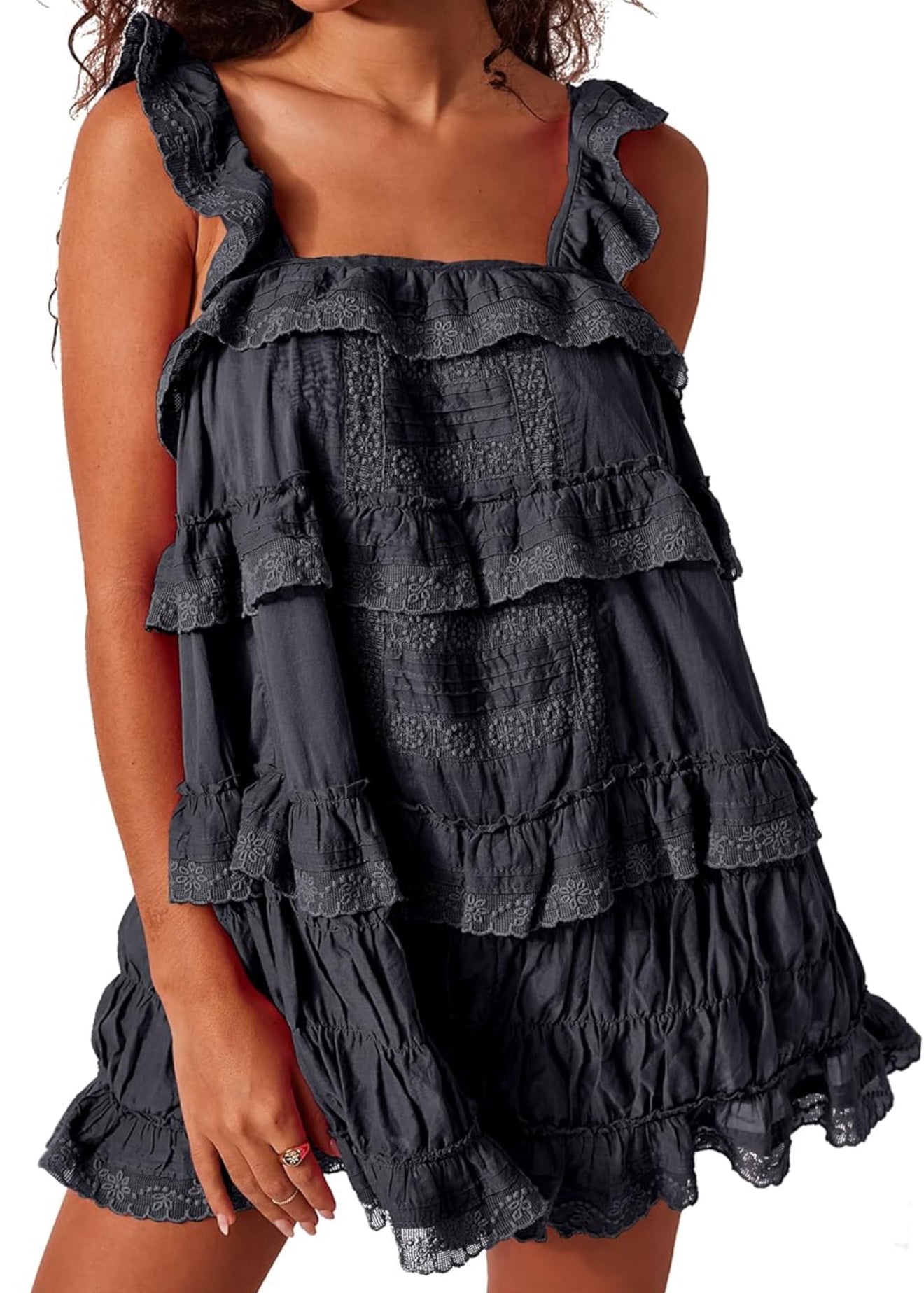 Dinner Plans Ruffle Romper Dress