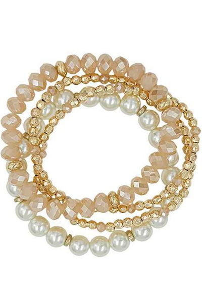 Glass Crystal Bead Pearl Mix Bracelet