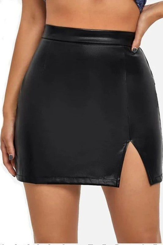 Cosmos In The City Leather Skirt