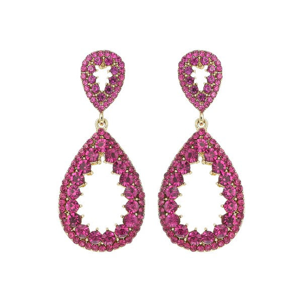 Two-Tier Rhinestone Teardrop Earrings