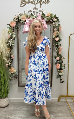 Bayside Bliss Floral Midi Dress