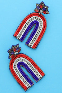 Patriotic Rainbow Beaded Earrings