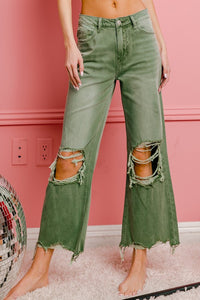 Trendy Chic Vintage Washed Wide Leg Pants