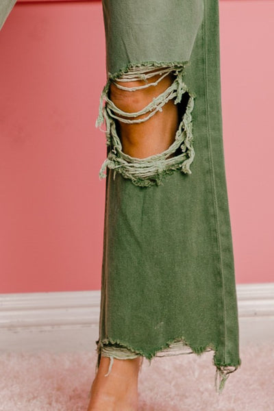 Trendy Chic Vintage Washed Wide Leg Pants