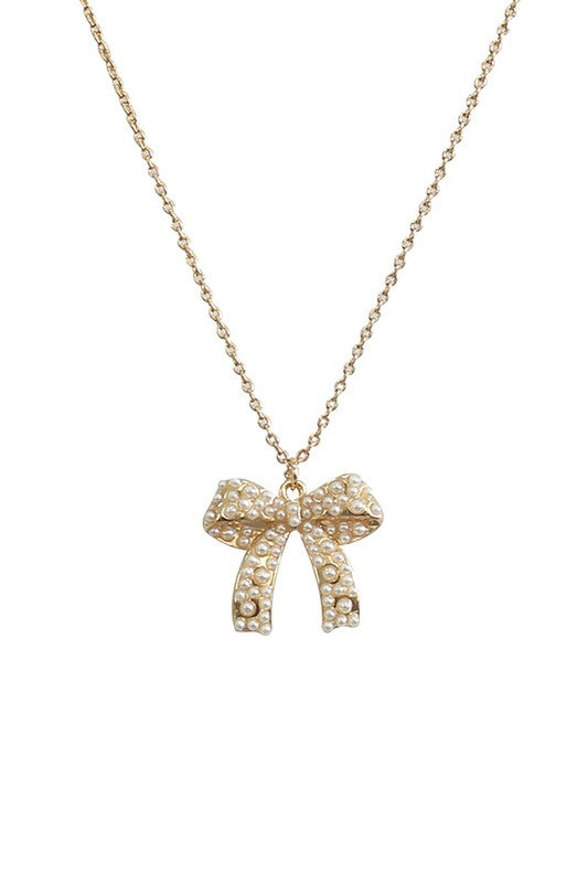 Pearl Bow Chain Necklace