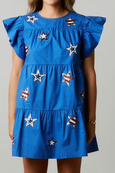 American Girl Sequin Star Patched Dress