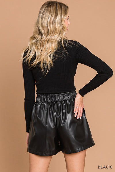 Cutie Calling Faux Leather Shorts