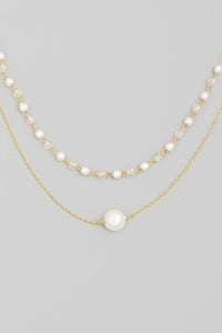 Dainty Layered Pearl Charm Necklace