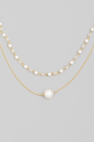 Dainty Layered Pearl Charm Necklace