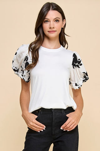 Social Call Floral Printed Sleeve Top