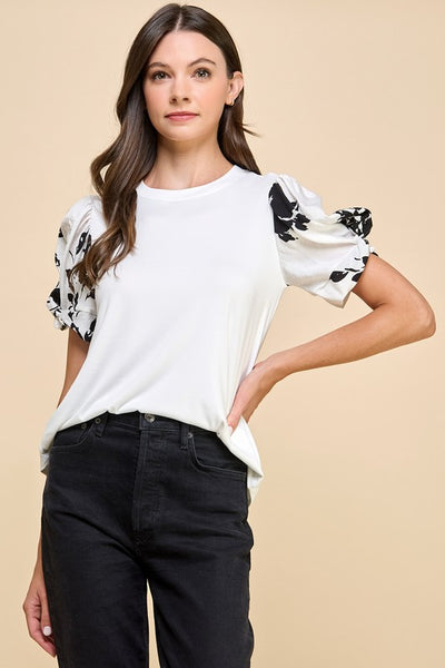 Social Call Floral Printed Sleeve Top