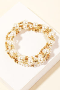 Metallic And Pearly Beaded Bracelet Set