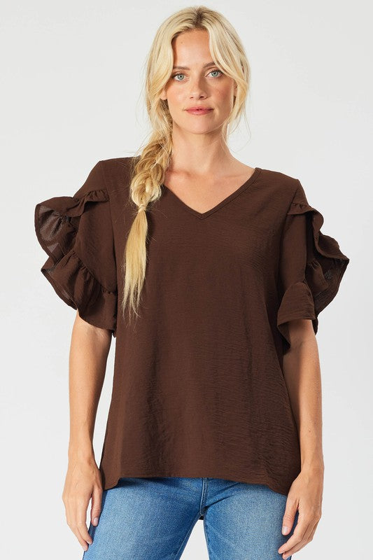 Time To Fall In Love Ruffle Sleeve Top