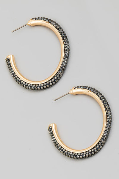 Studded Oval Metallic Hoop Earrings