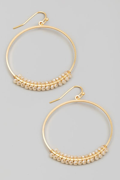 Beaded Dainty Hoop Drop Hook Earrings