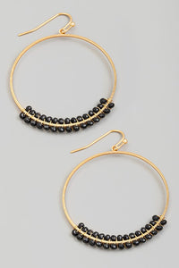 Beaded Dainty Hoop Drop Hook Earrings