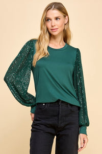 Fashionably Late Sequin Long Sleeve Top