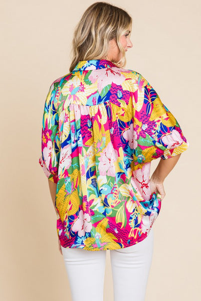 See What Happens Satin Multicolor Top