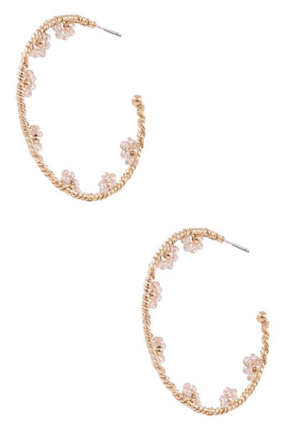 Faceted Bead Cluster Hoop Earrings