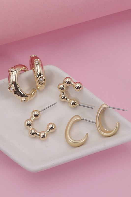 Trio Huggie Earring Set