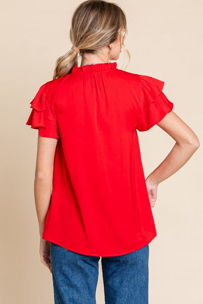 Captivating Cuteness Frilled Neck Top