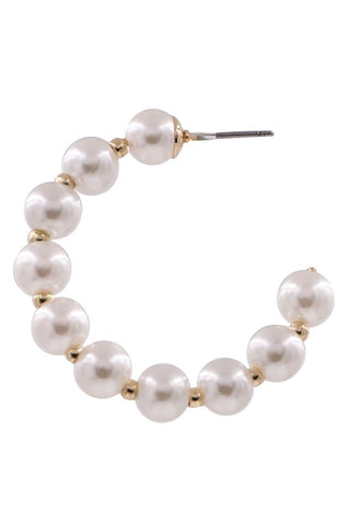 Cream Pearl Hoop Earrings