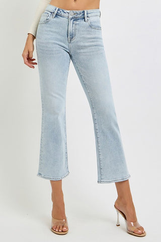 Risen Mid Rise Crop Flare Jeans