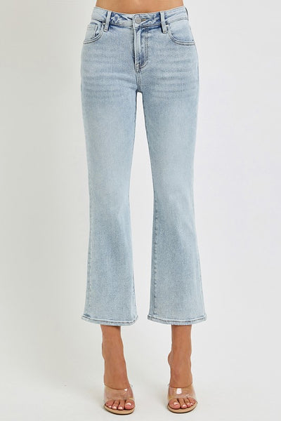 Risen Mid Rise Crop Flare Jeans