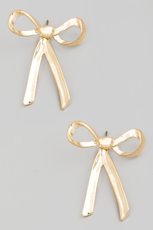 Metallic Bow Tie Ribbon Post Earrings