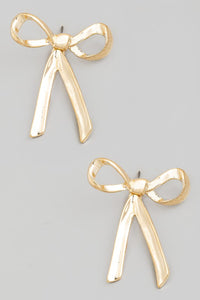 Metallic Bow Tie Ribbon Post Earrings